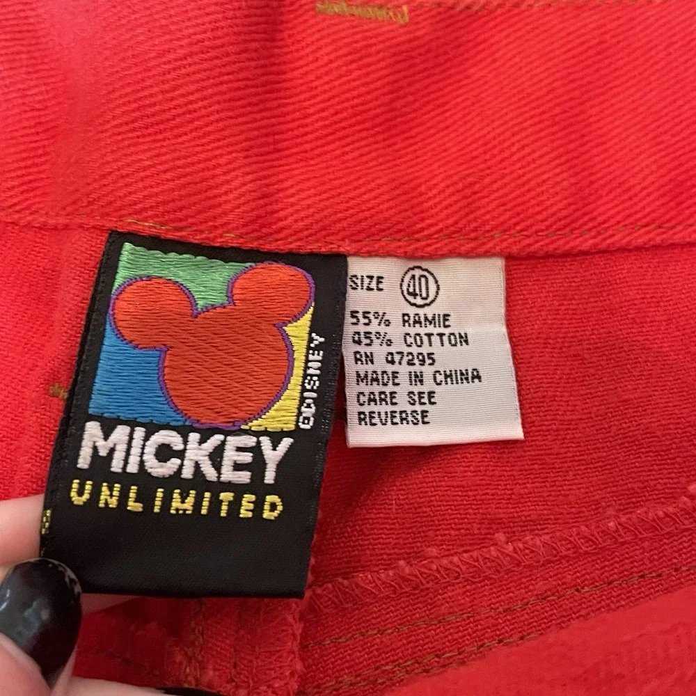 vintage 90s MICKEY MOUSE RED DENIM SHORTS 40